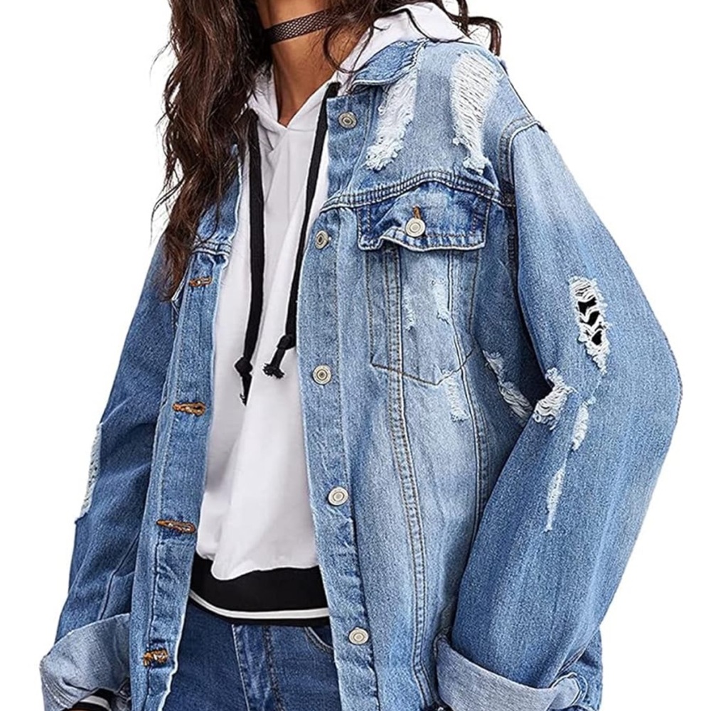 Distressed Light Blue Denim Jacket